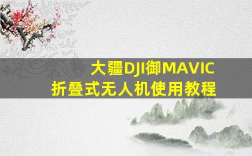 大疆DJI御MAVIC 折叠式无人机使用教程